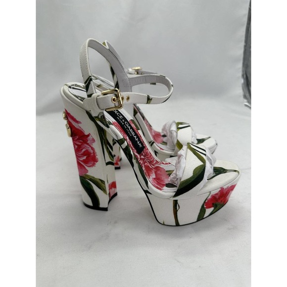 Dolce & Gabbana Women's Keira Floral Block Heel Platform Flowers EUR 36 US 6 - Picture 3 of 7